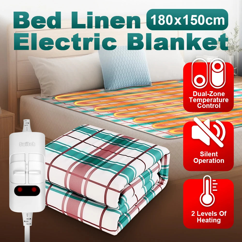 Electric Heating Blanket with Thermostat (220V, EU Plug)