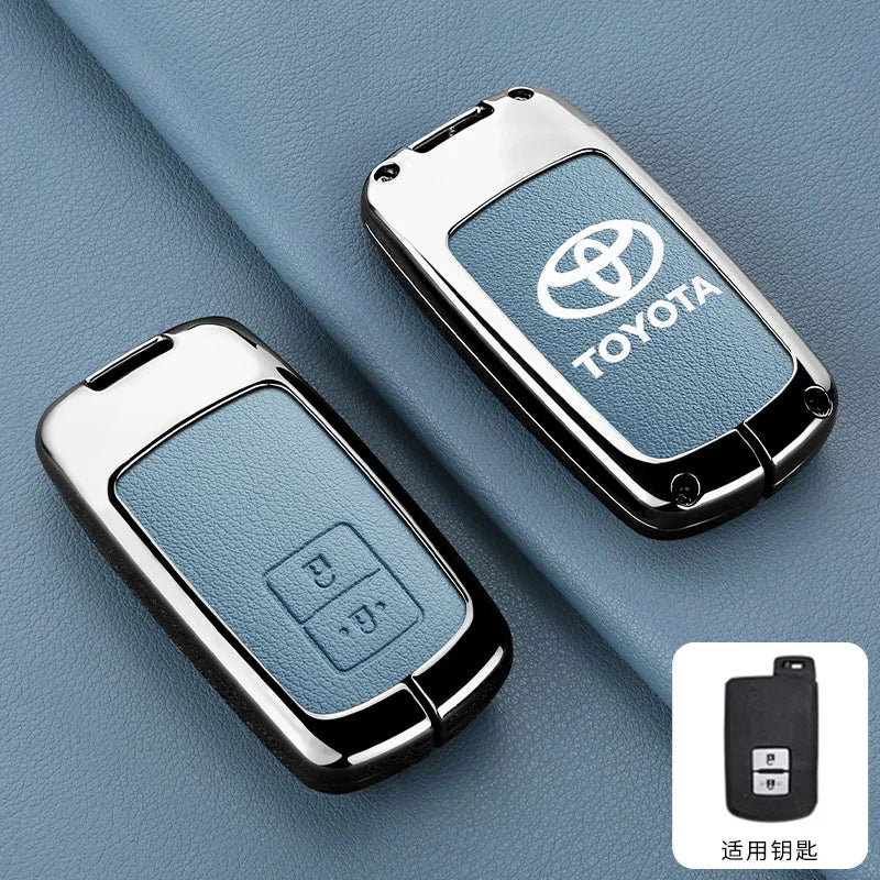 Leather Car Key Case Cover Protective Shell For Toyota Auris Camry RAV4 Avalon Yaris Verso 2012 2013 2014 2015 2016 2017 2018