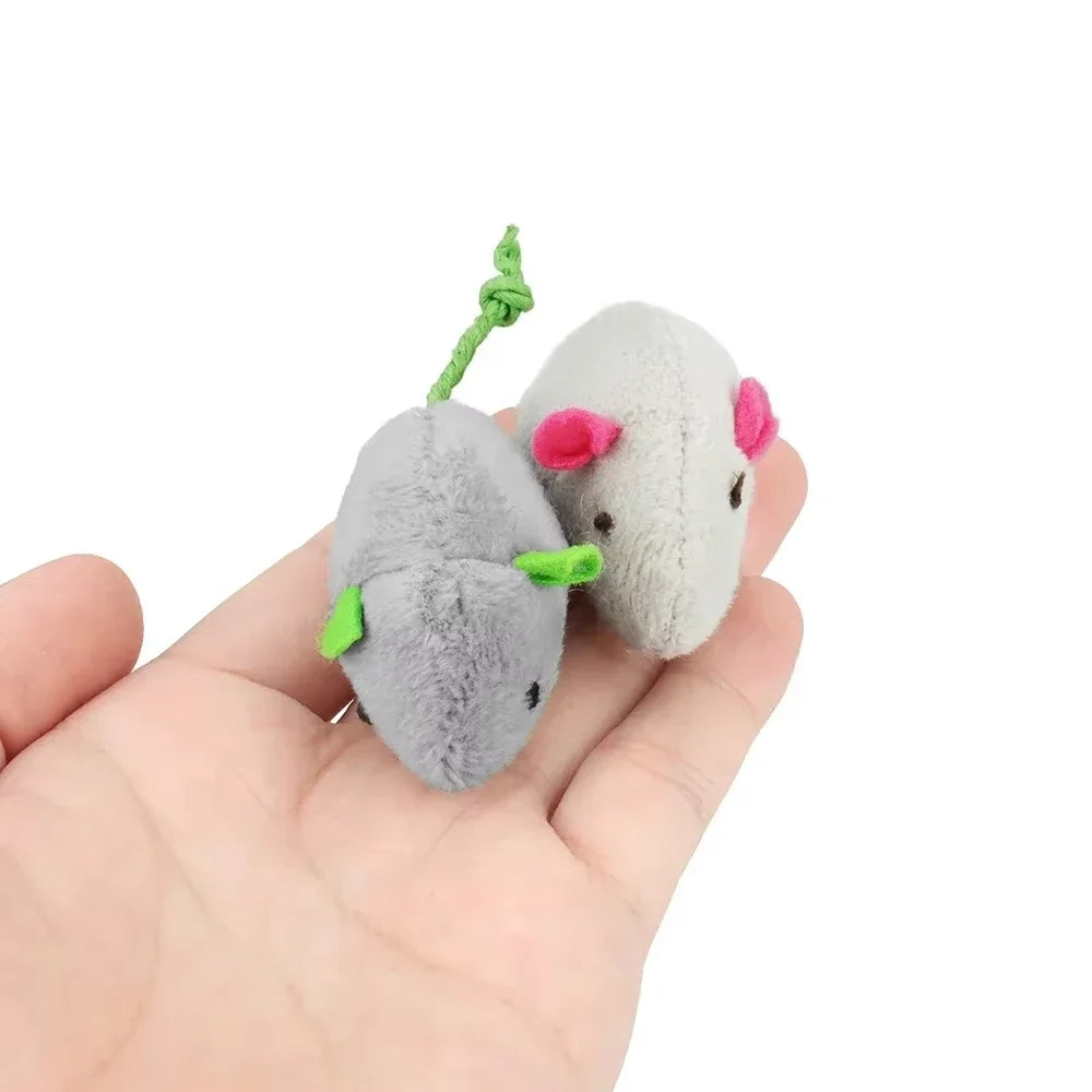 Catnip Faux Fur Mice Cat Toys with Rattle - 5 Pack - photo 3