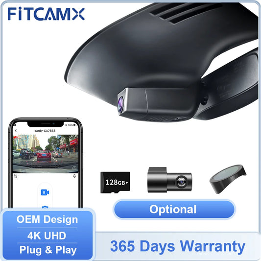 FITCAMX 4K Dash Cam for Volvo XC60 S90 V90 XC40 XC90 – Front & Rear DVR with WiFi App | Plug & Play
