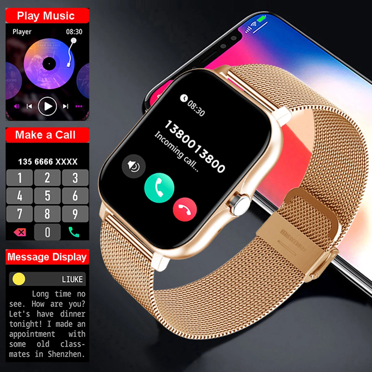 NEW 2026 Fashion SmartWatch Android Phone 2.01" Color Screen Full Touch Custom Dial Watch Women Bluetooth Call Smart Watch Men
