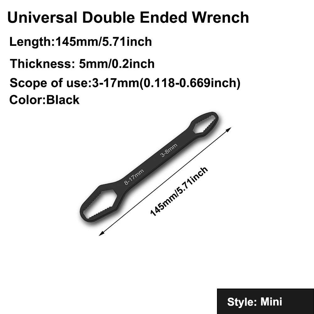 8-22mm 3-17mm Double End Universal Wrench  Multifunctional , Self-Tightening Wrench Repair Tools Double Ended Wrench
