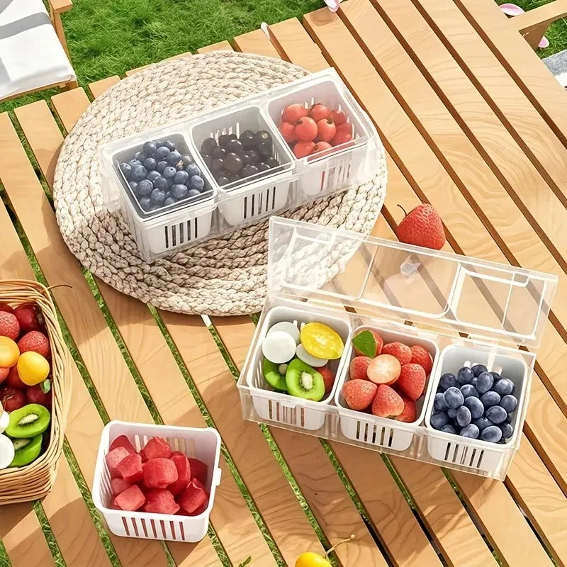 Square Fridge Storage Box Set - Clear Compartment Produce Keeper - photo 3