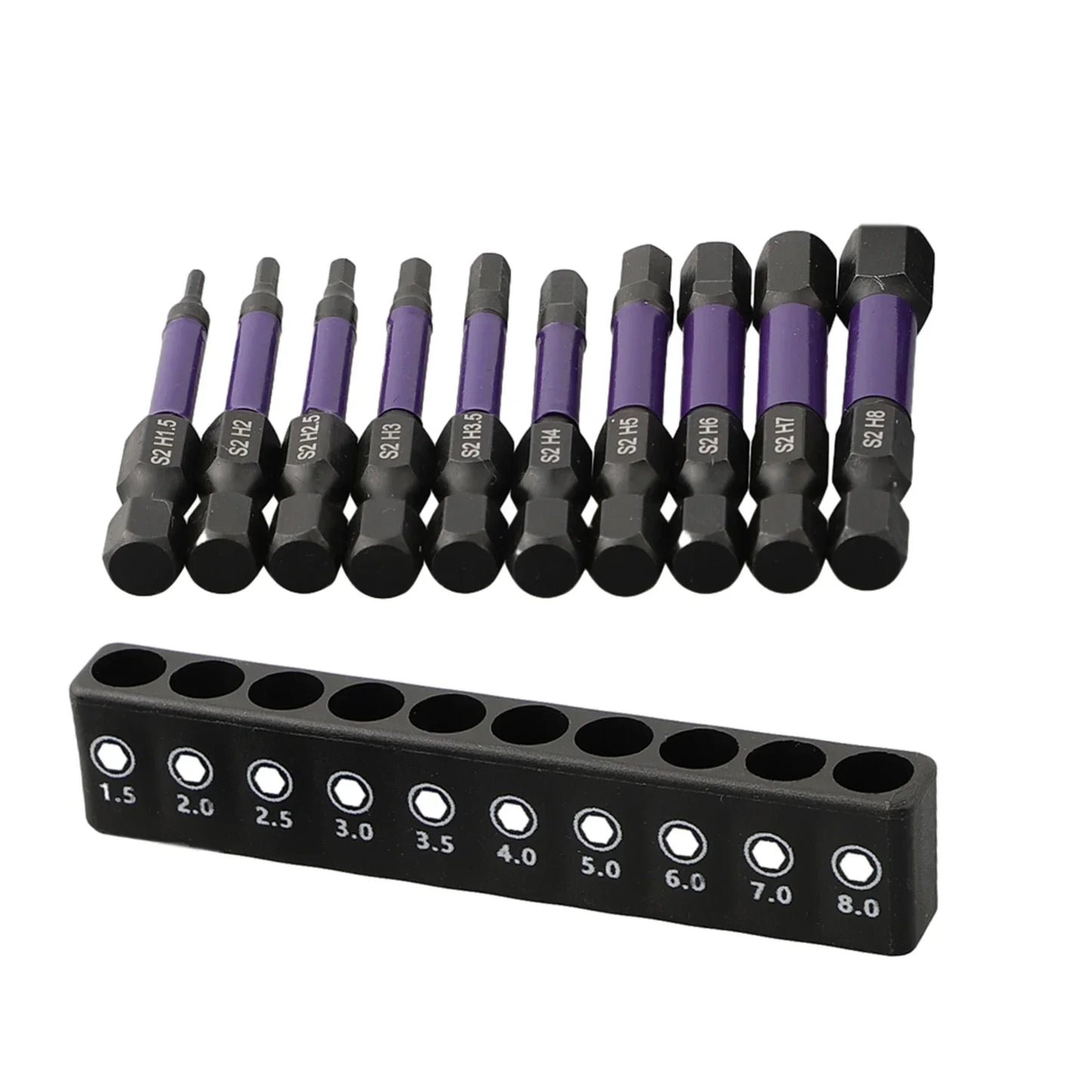 10Pcs Hex Head Wrench Drill Bit With Screwdrivers Bit Holder Set 1/4" Quick Release Shank Magnetic Screwdriver Bit Tools H1.5-H8