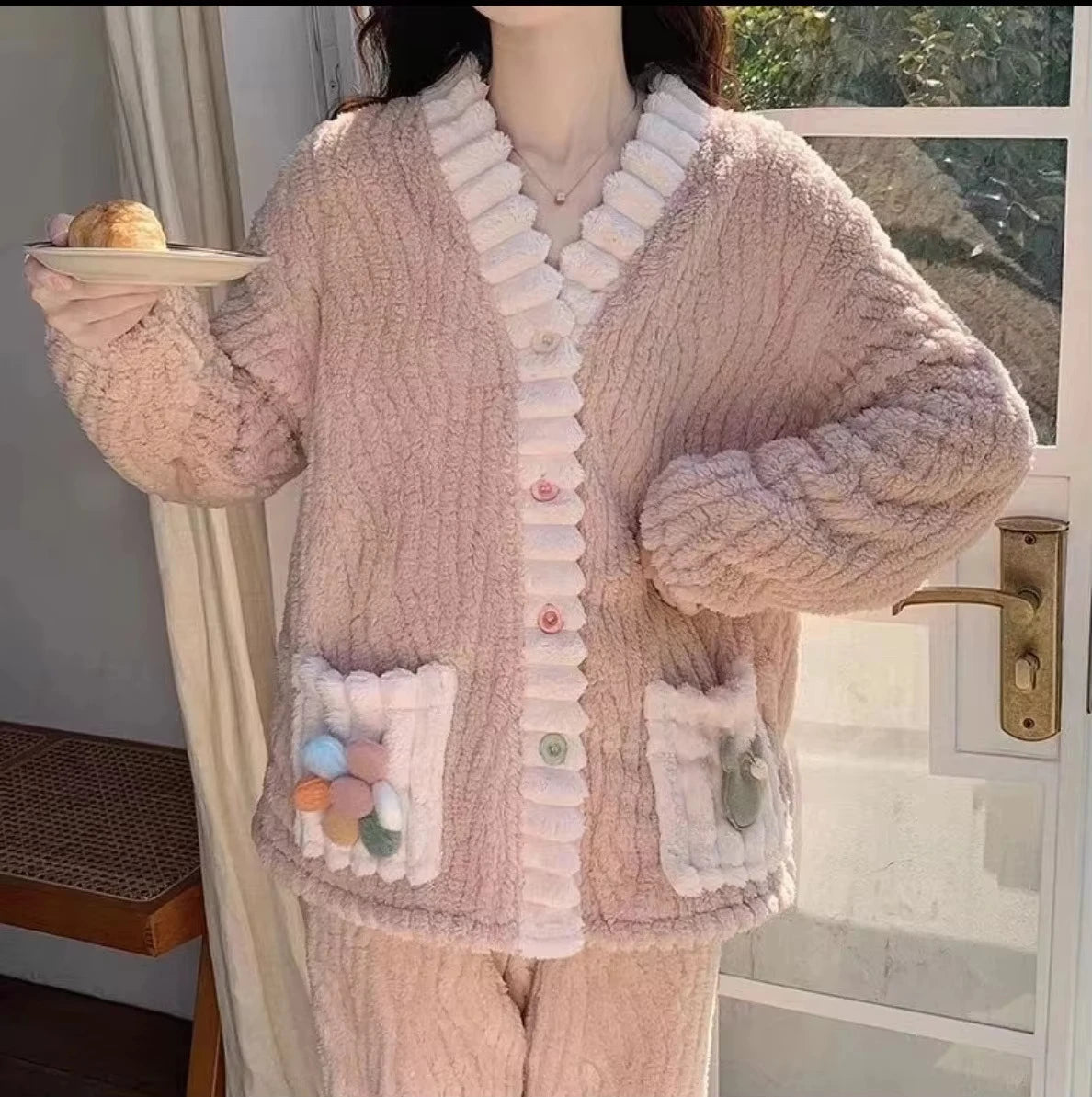 Women's Flannel Cardigan Pajama Set - Button Front Winter Sleepwear - photo 6