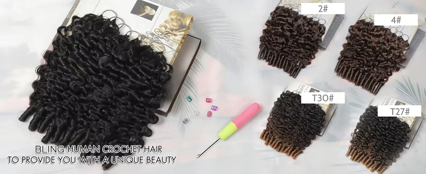 300g Burmese Kinky Curly Crochet Human Hair Knots Feather Crochet Hair Extensions Invisible Knotless Kinky Curly Braiding Hair