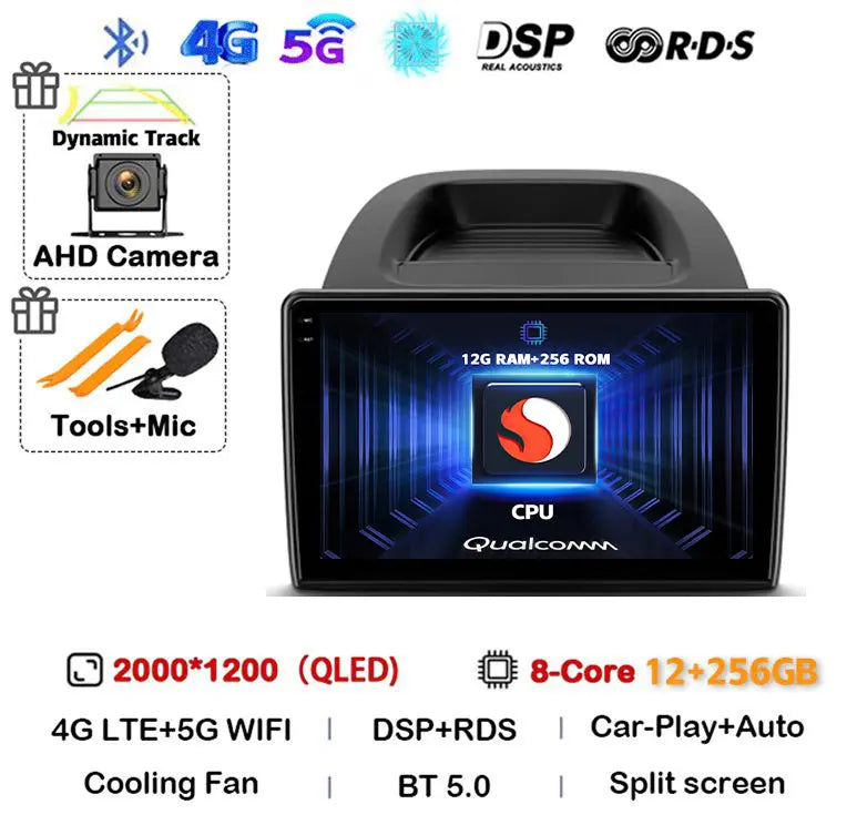 Android 16 Car Radio For Ford EcoSport Eco Sport 2017 2018 - 2023 Carplay Auto GPS Navigation 2 Din Player WIFI+4G Stereo Video