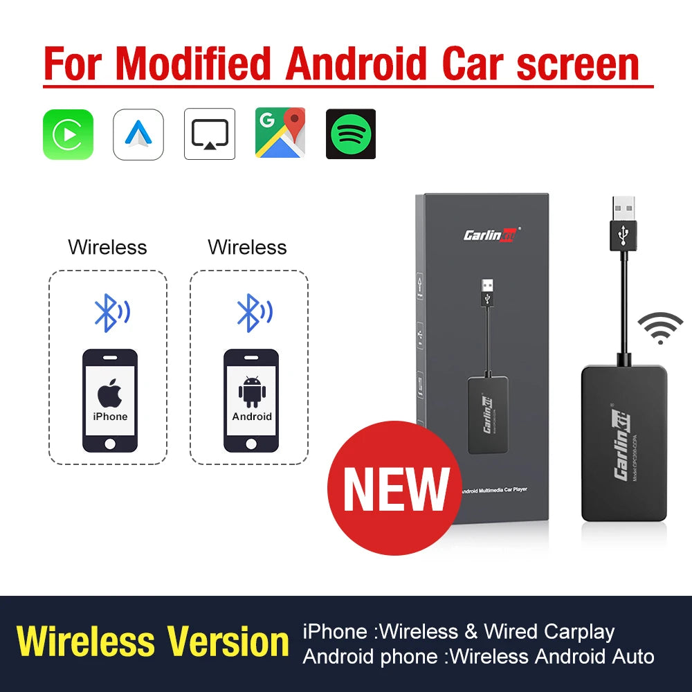 Wireless CarPlay & Android Auto Dongle for Android Car Head Units