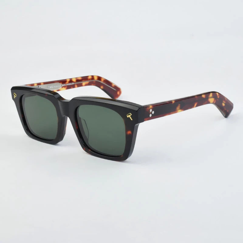 Thick Acetate Sunglasses — Japanese-Style Classic UV400 Frame