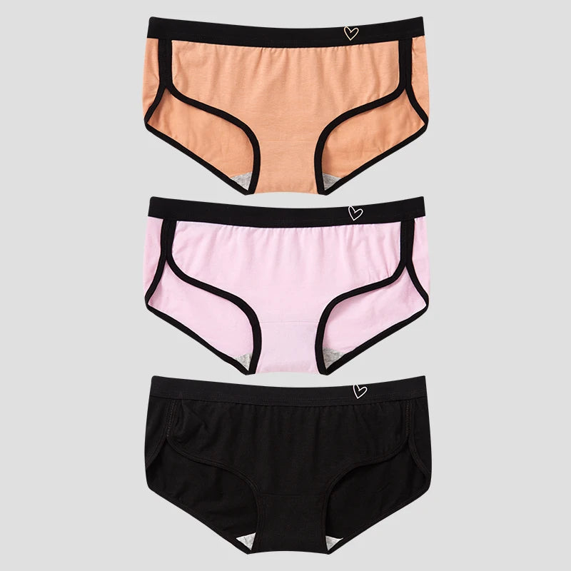 BANNIROU 3-Pack Cotton Briefs – Breathable Low-Rise Panties