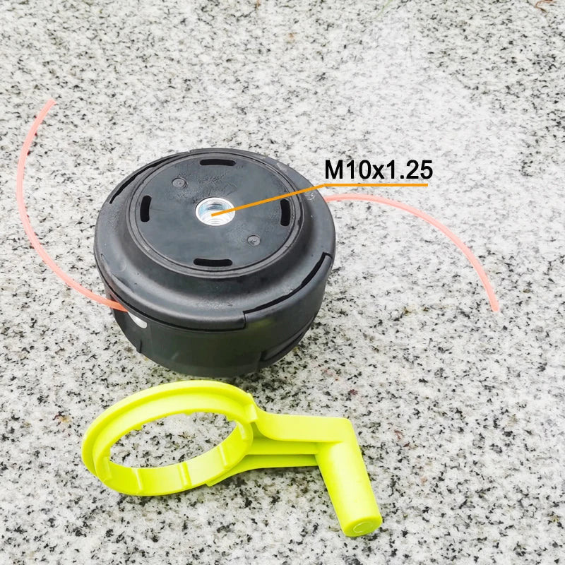 1Pc Rotary Trimmer Head with 1 Spring and 1 Handle, Mounting Hole M10*1.25, No Need to Open the Cover to Connect the Cable, High-Temperature Resistant Material, Light Pressure to Release the Cable, Durable and Easy to Install