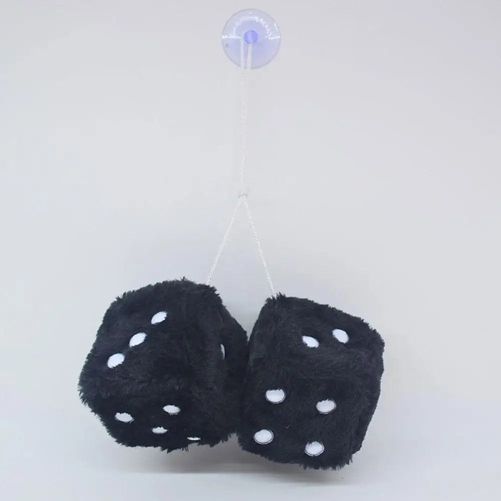 Big Long Hair Hot Stamping Dot Dice Plush Toy Cube Pendant Car Ornament Sieve Anime Car Decoration Accessories Auto Pendant