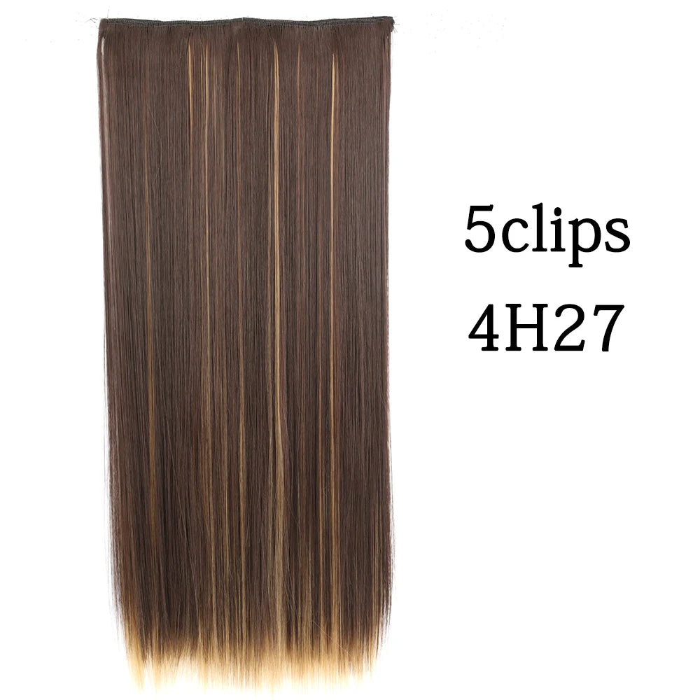 Synthetic 5 Clip In Hair Extensions Long Curly Hairstyle Hairpiece Natural Brown Black 80cm Heat Resistant  Fake Hair For Women