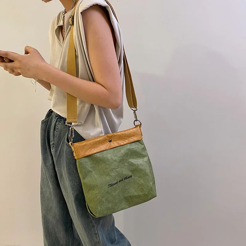 Women's Small Kraft Paper Bucket Bag - Roll Top Shoulder Purse - photo 5