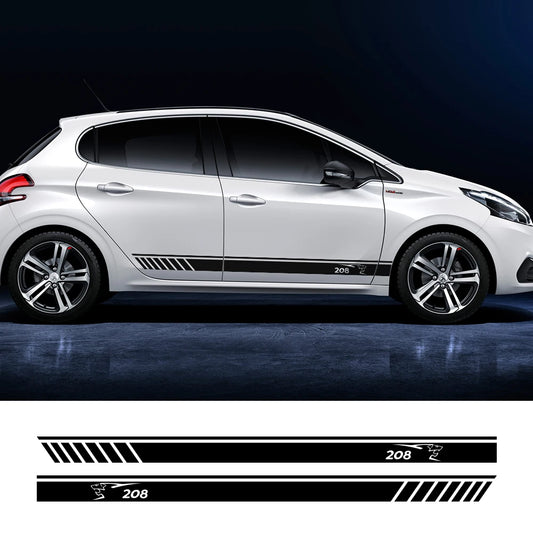 Car Door Side Stripe Decal – Vinyl Film Compatible with Peugeot 206 207 208 307 308 407 408 508 2008 5008 RCZ