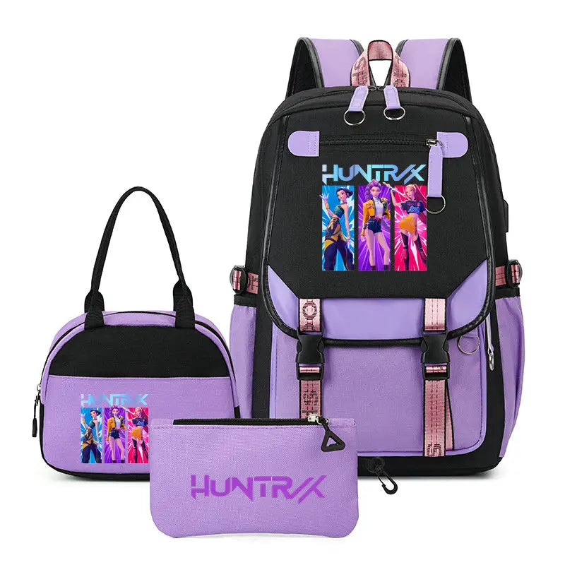 Mochilas Set KPop Demon Hunters Capacity Student SchoolBag For Teenager With Lunch Bags Backpack For Women Boys Girls Daily Use