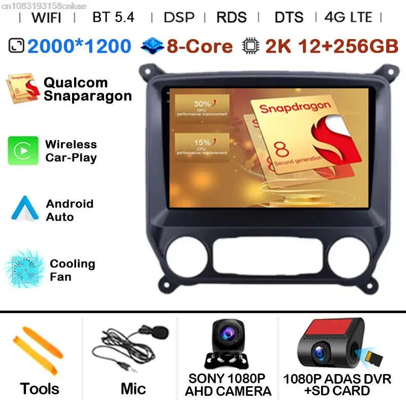 Car Radio Android 15 For Chevrolet Colorado 2014 - 2018 For Silverado GMC Sierra VIA Vtrux Truck 2014 - 2018 Carplay Stereo Auto