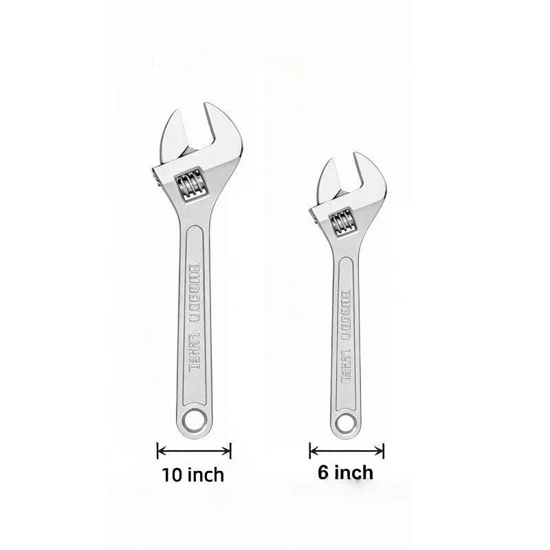 Openin Long Handle Universal Spanner  Adjustable Wrench Large Clamp Steel Mechanical Workshop Hand Repair Tools 6/8/10/12 inchs