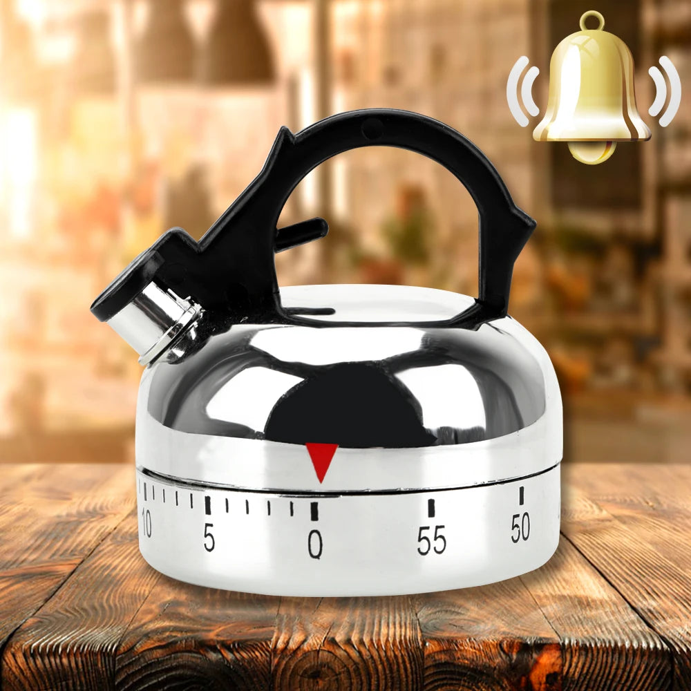 Retro Tea Kettle Kitchen Timer - 60 Minute Countdown Alarm