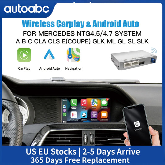 AUTOABC Wireless CarPlay Android Auto for Mercedes Benz A B C E Class NTG4.5/4.7 GLA CLA GLK SLK CLS W204 W176 W246 X204 C117