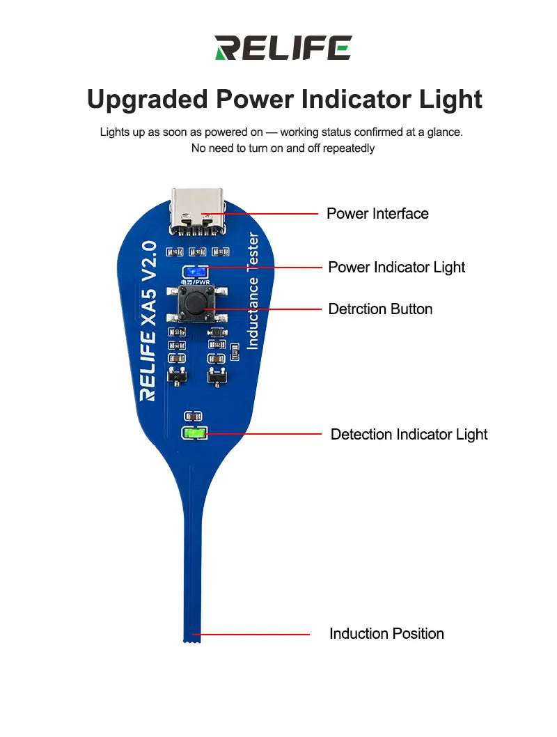 RELIFE XA5 Inductance Tester Electromagnetic Non-Contact Fault Detection for Phones PCB Motherboard Repair Diagnostics Tool