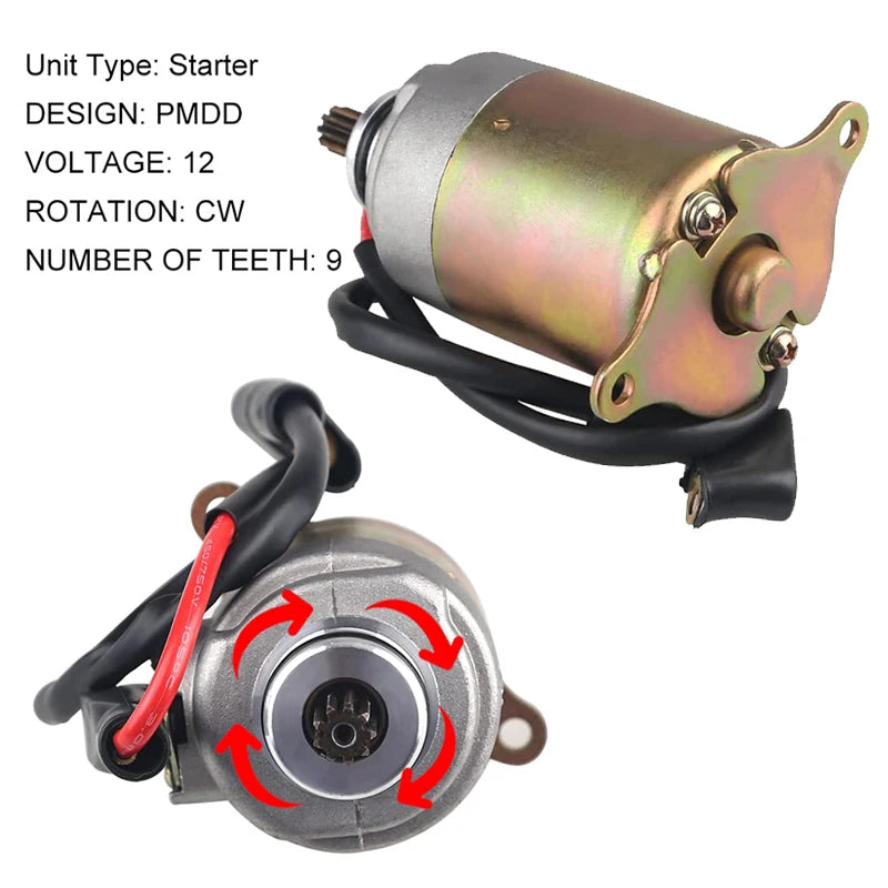 9 teeth Starter Motor GY6 Carter Talon Yerf Dog 150cc Go Karts 125cc Taotao SUNL Baja Icebear Tank Roketa 152QMI 157QMJ Engine