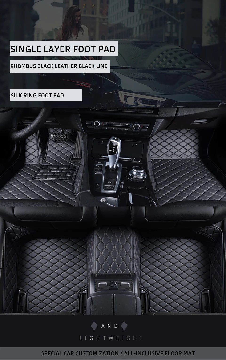 Custom-Fit Leather Car Floor Mats for Ford F-150 2009–2023 (Full Set)