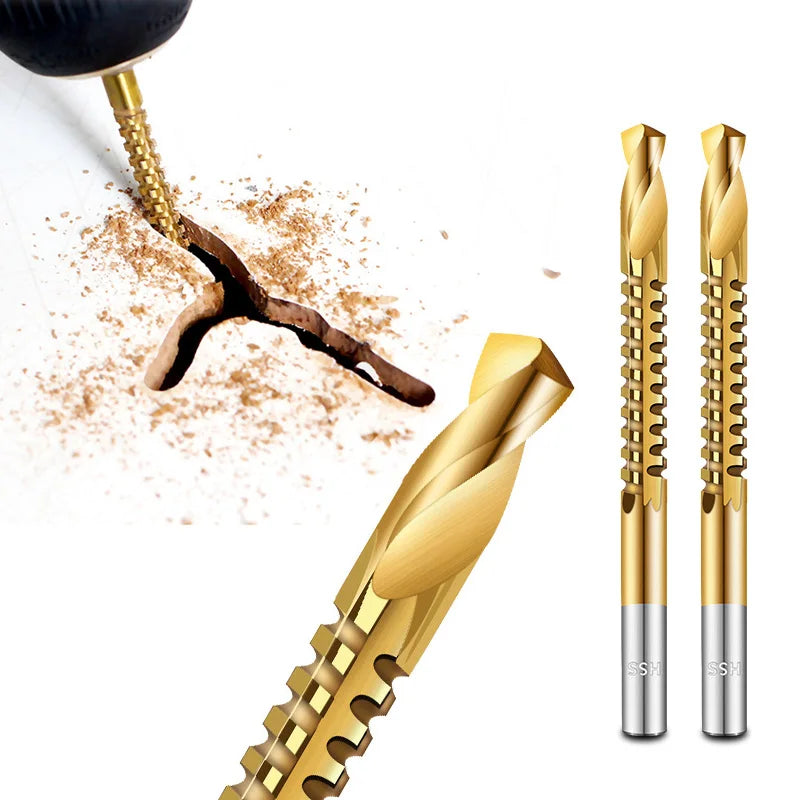 6 Pc HSS Twist Drill Bit Set 3-8mm, Titanium Serrated Cutting