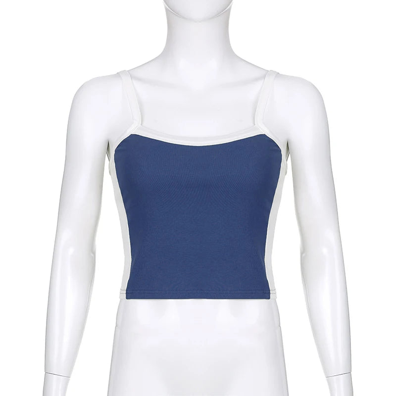 2026 Summer Casual Cami Backless Y2k Vintage Tank Top WomenSleeveless Knitted Crop Tops Green Sexy Basic Patchwork