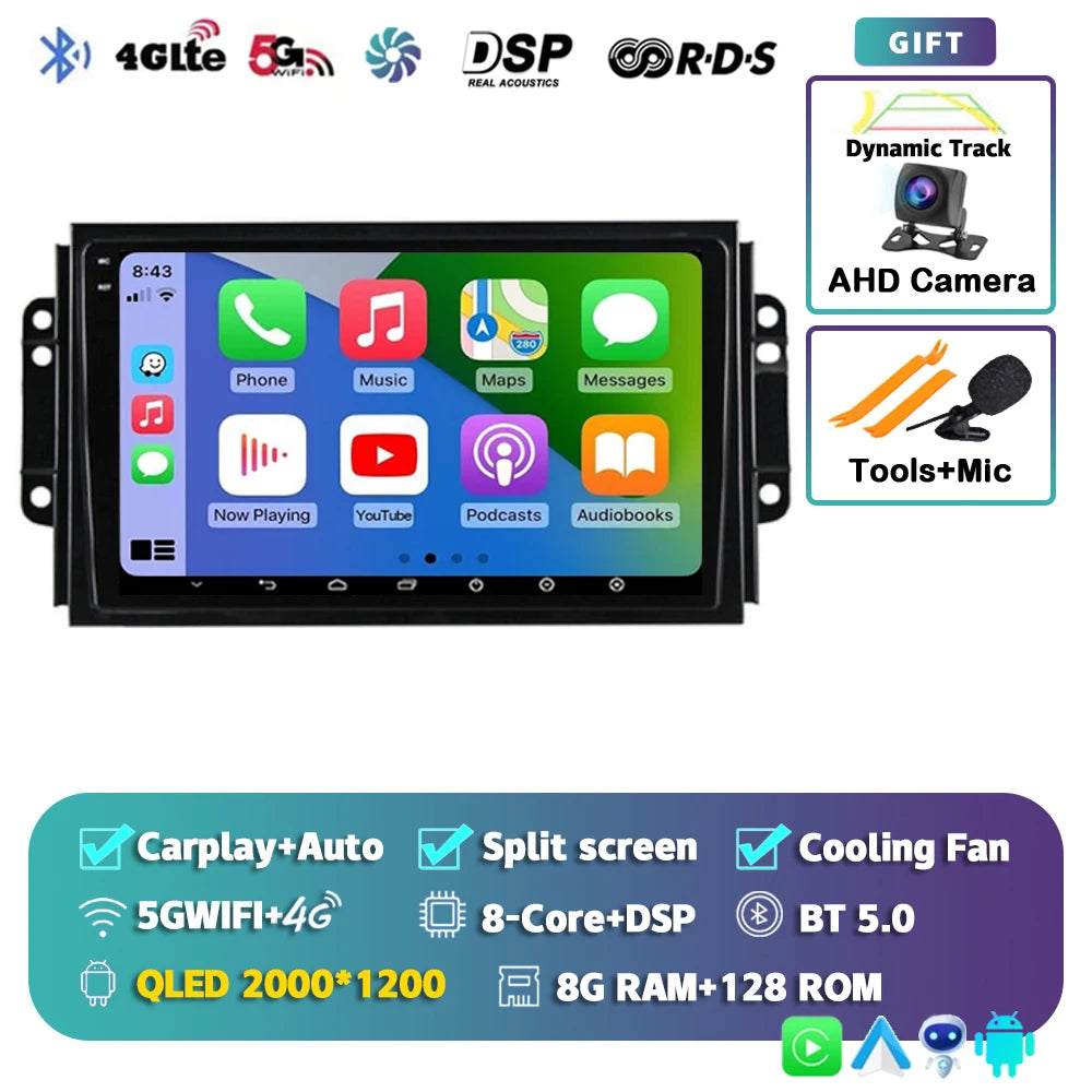 Car Stereo with Apple CarPlay & Android Auto, Compatible with Chery Tiggo 3 3X & Tiggo 2 (2016-2020)