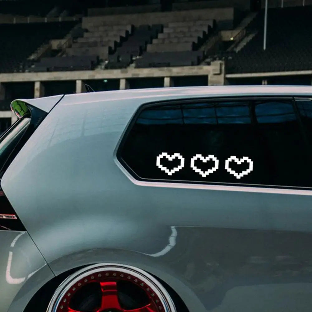 Pixel Heart Car Sticker - 6-Bit Love Decal for Window Headlight Taillight, Waterproof Vinyl Decoration to Personalize Your Car