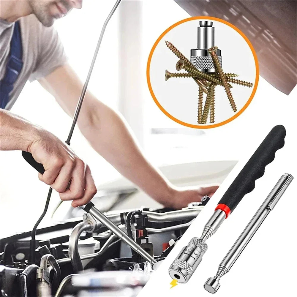 Telescopic Magnetic Pen Extendable Pickup Rod Stick with Light Mini Portable Magnet Pick Up Tool for Picking Up Screws Nut Bol