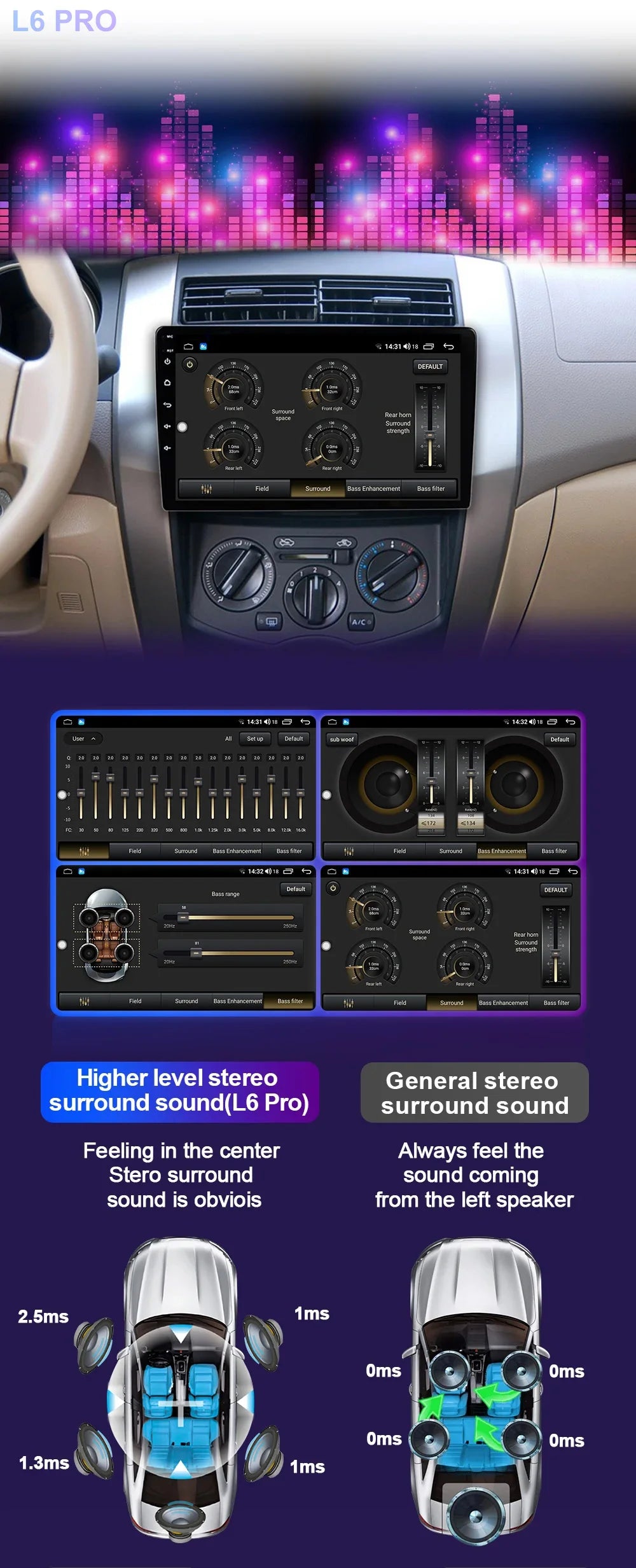 LEHX  7/9/10'' 4GB-64GB 2Din Android 15 Carplay Auto Car Radio Multimedia Stereo For toyota Hyundai Kia Volkswagen Jeep Fiat