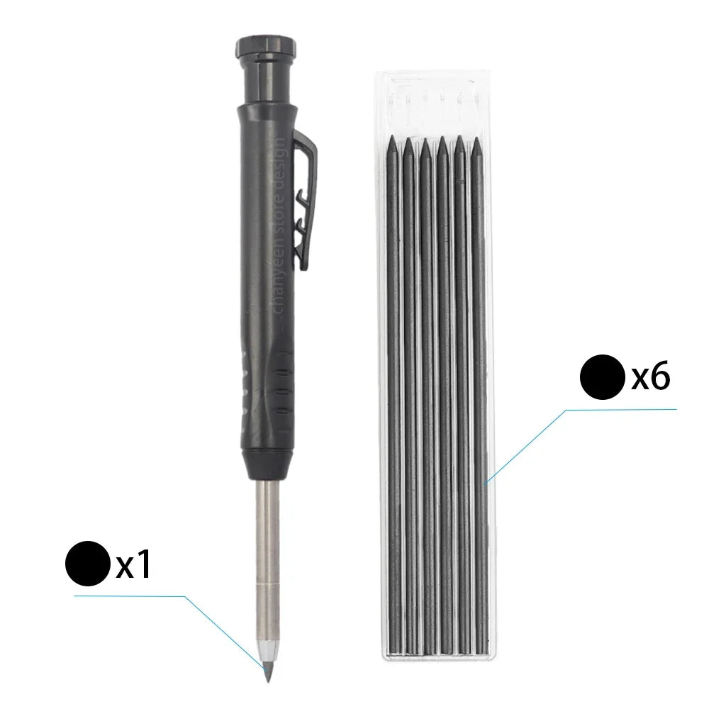 3Colors Refill 2.8mm Solid Carpenter Pencil Set Mechanical Pencil Cap Carpentry Marking Scriber Construction Woodworking Tools
