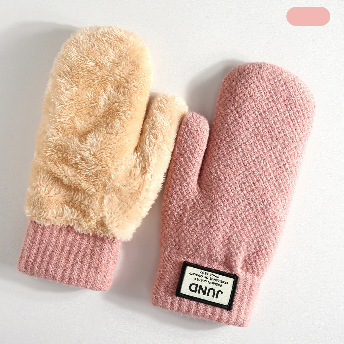 Unisex Double Layer Knit Mittens - Thick Fleece Lined Winter Mittens - photo 9