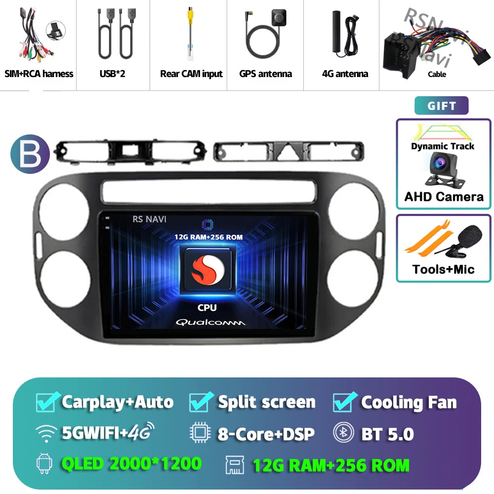 Car Stereo with Apple CarPlay & Android Auto, Compatible with VW Tiguan 1 NF (2006-2016)