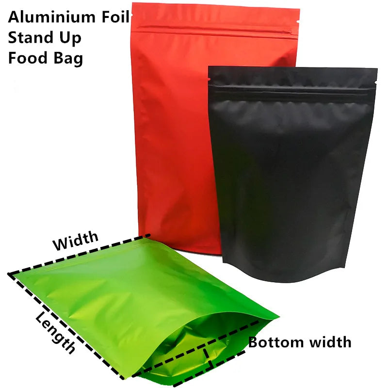 100pcs Aluminum Foil Zip Lock Bags – Food Grade Silvery Mylar Resealable Pouches for Snacks, Herbs & Gift Packaging