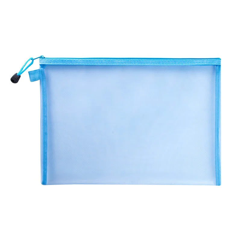 Nylon Mesh File Bag A4 A5 A6 Transparent Zipper Test Paper Information Bag Office Student Pen Bag Subject Bag Puzzle Storage Bag