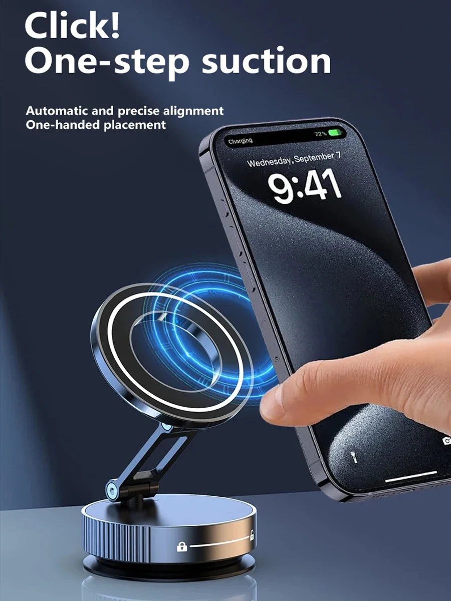 Car Mount Electric Vacuum Magnetic Holder Foldable Strong Suction Stand Cell Phone For iphone 12 13 14 15 16 17 Live Streaming