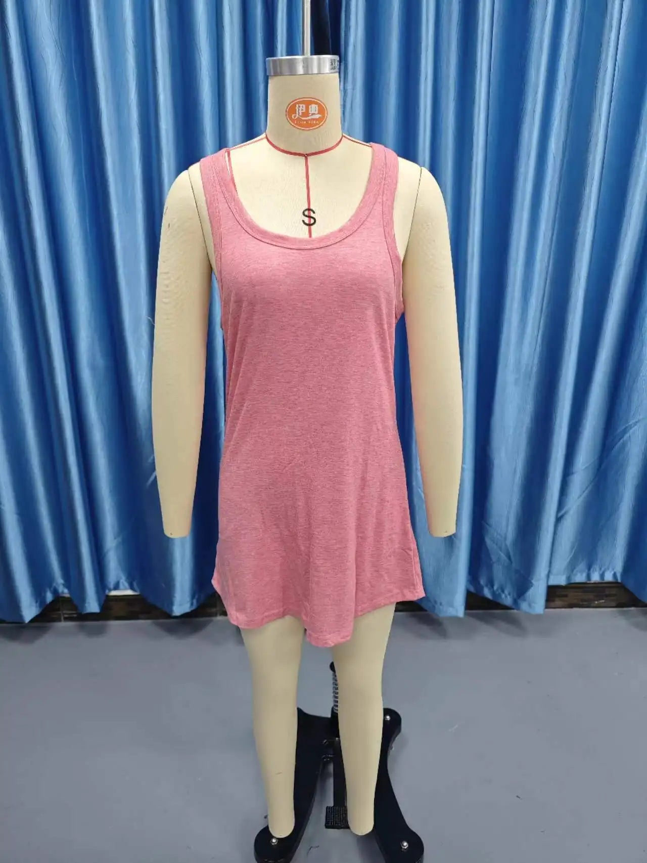 Women's Solid Color U-Neck Sleeveless Herringbone Suspender Vest Dress – Casual Versatile Mini Skirt