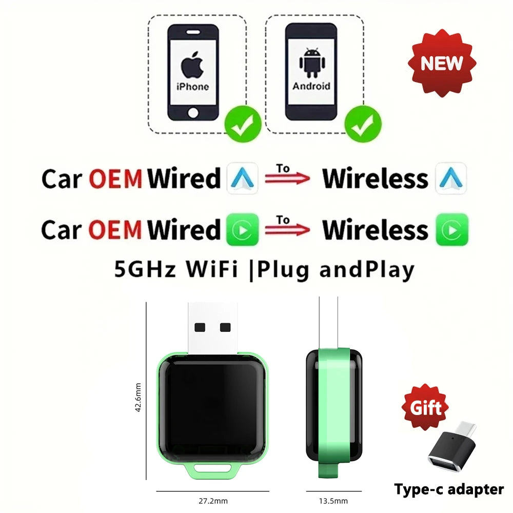 2-in-1 Wireless CarPlay & Android Auto Box Adapter
