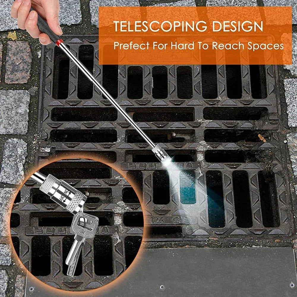 Telescopic Magnetic Pen Extendable Pickup Rod Stick with Light Mini Portable Magnet Pick Up Tool for Picking Up Screws Nut Bol