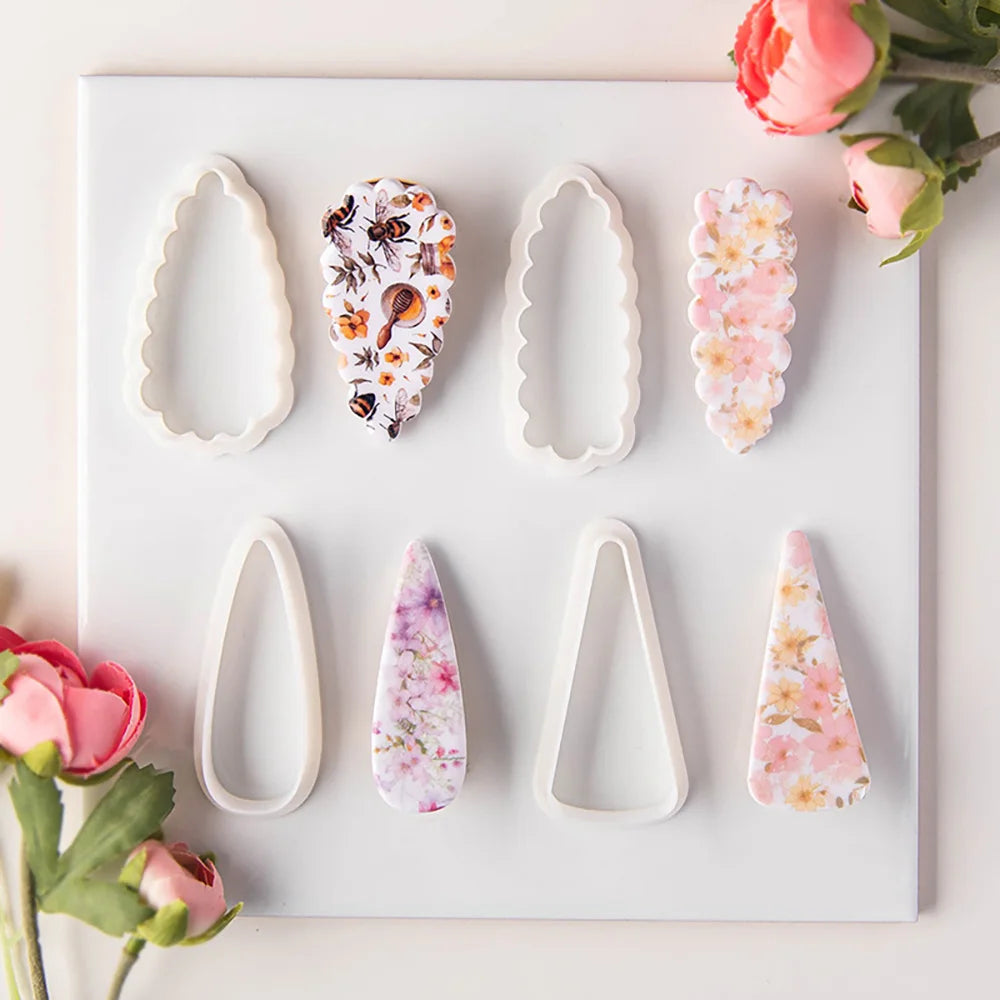1PC Various Styles Geometric Shape Flower Tile Pattern Polymer Clay Mould Hairpin Embossing Clay Mold Jewelry Making Clay Tools