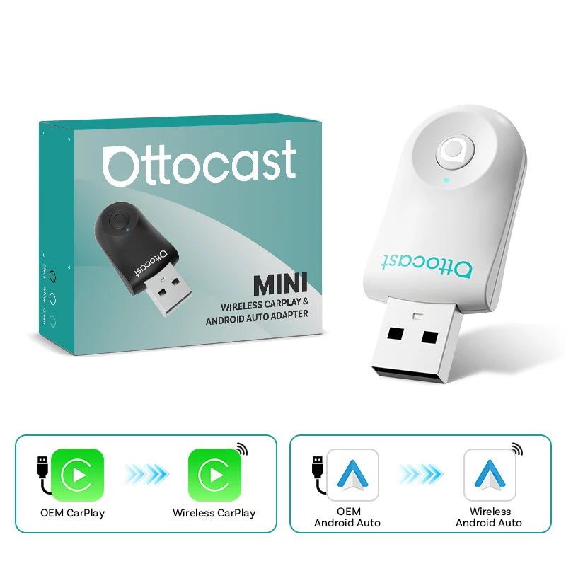 Mini 2-in-1 Wireless CarPlay & Android Auto Adapter (One-Key Disconnect)