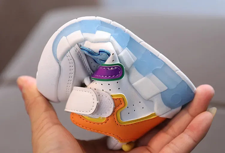 Colorful Letter Pattern Hook Loop Children Sports Shoes Breathable Comfortable Casual Sneakers Kids Outdoor Non Slip Fashion