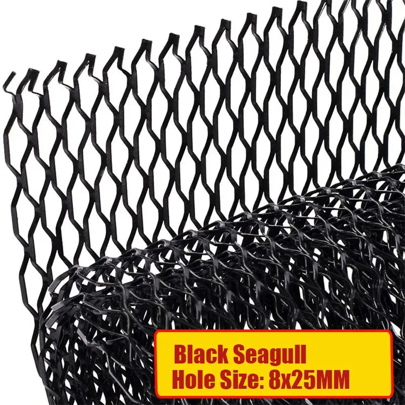 100x33cm Universal Aluminum Alloy Car Grill Mesh Auto Bumper Grille Cover Net Protector Hexagonal Diamond Seagull Black/Silver