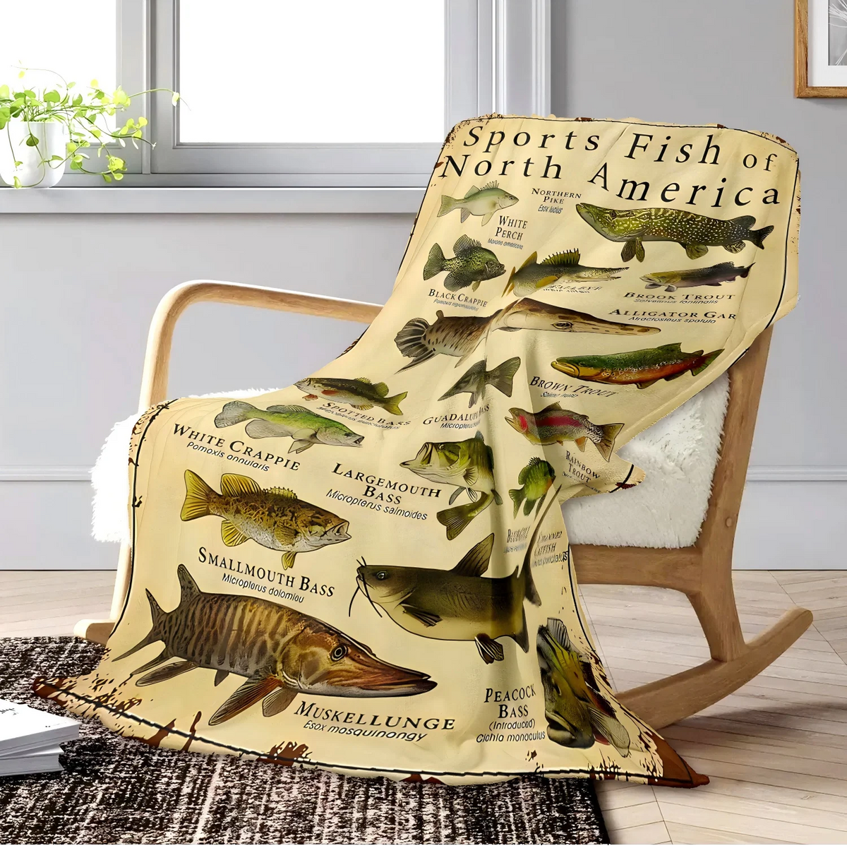 Fish Pattern Flannel Throw Blanket
