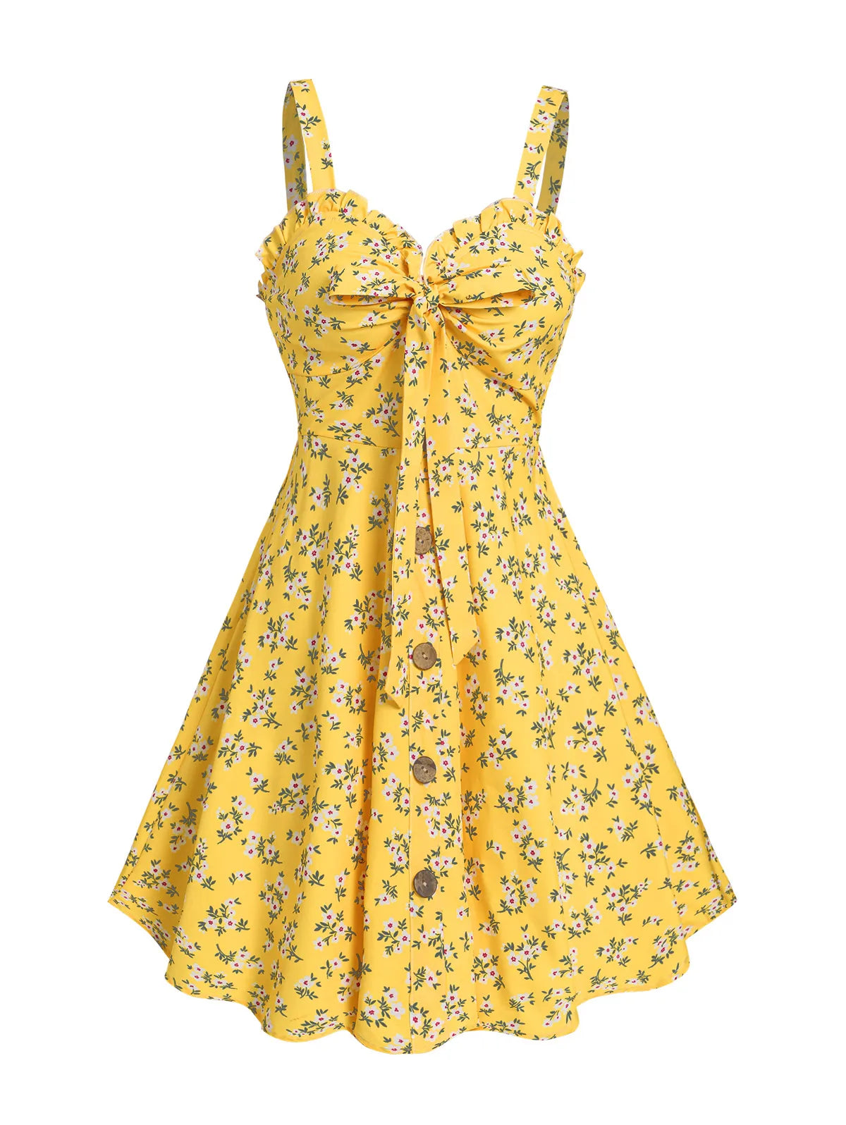Dressfo 2026 Women's Floral Print Vacation Sundress Garden Party Dress Summer Ruffled Bowknot Mini Dress Vestidos