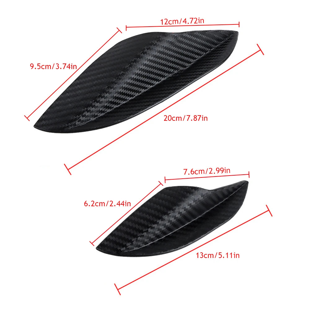 4pcs Universal Carbon Fiber Car Front Bumper Lip Rubber Fins Styling Spoilers Splitter Canards Valence Sticker Decorative Kit
