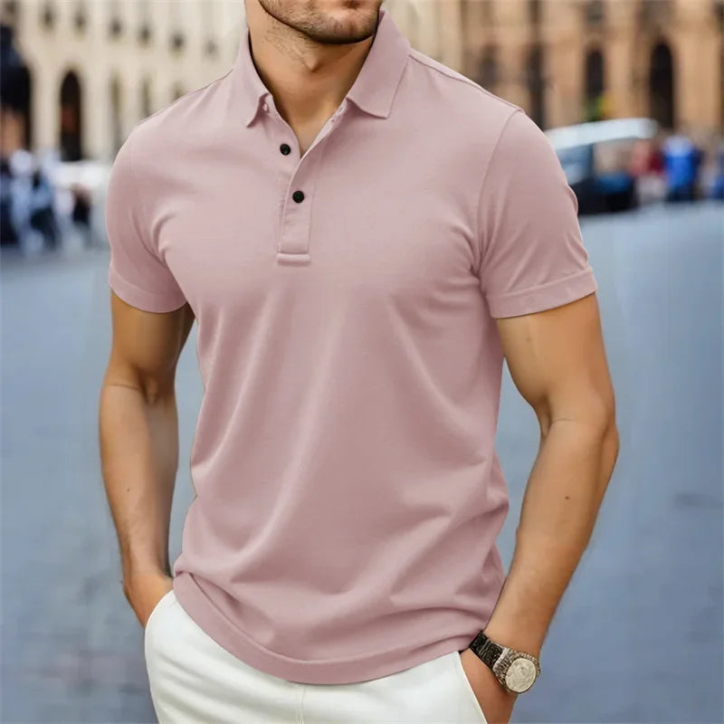 Men's Collared Polo Shirt — Breathable Summer Short Sleeve Top